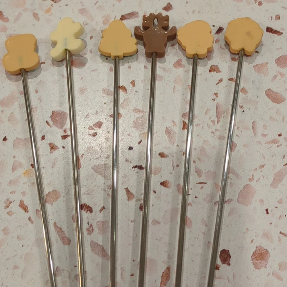 Christmas Swizzle Sticks | Set of 6 | Stainless Steel and Resin Stir Sticks